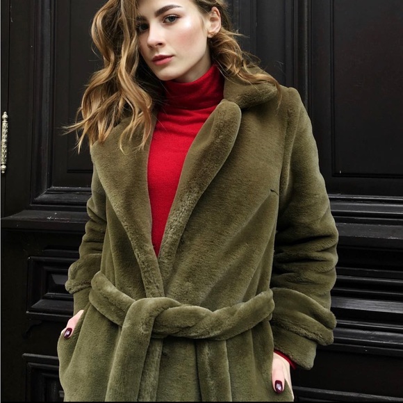 Faux fur  green warm coat - Picture 11 of 11